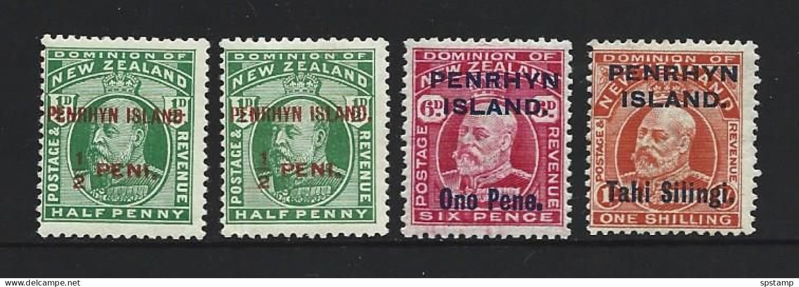 Penrhyn Island 1914 KEVII Overprint Set Of 4 MLH - Penrhyn