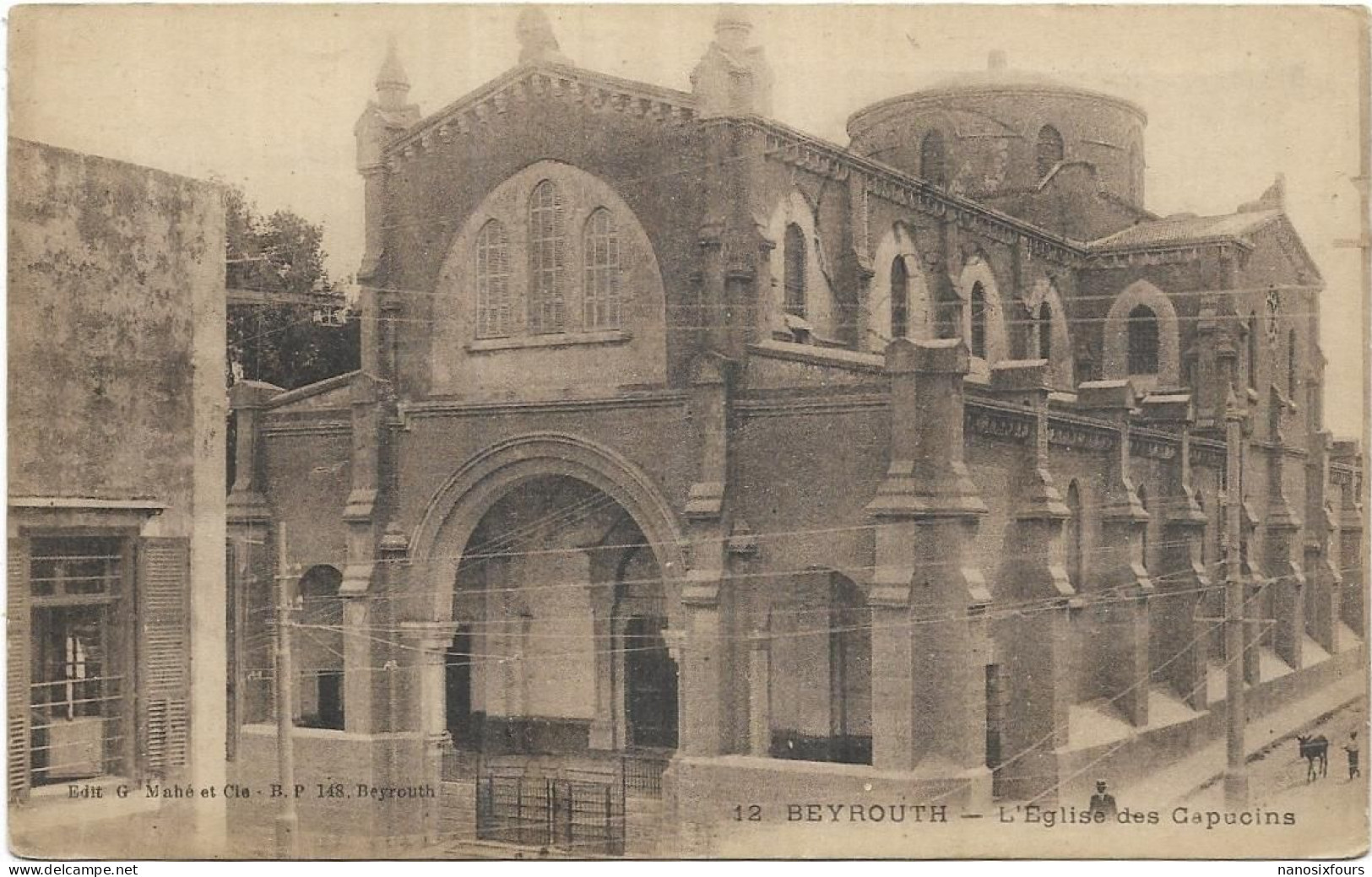 ASIE.  LIBAN.  BEYROUTH.   L EGLISE DES CAPUCINS.  CARTE ECRITE AN 1920 - Libanon