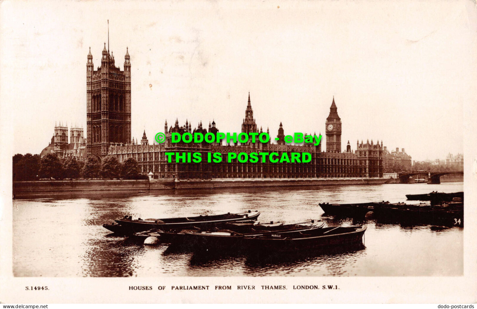 R536751 London. Houses Of Parliament From River Thames. W. H. S. Kingsway Real P - Otros & Sin Clasificación