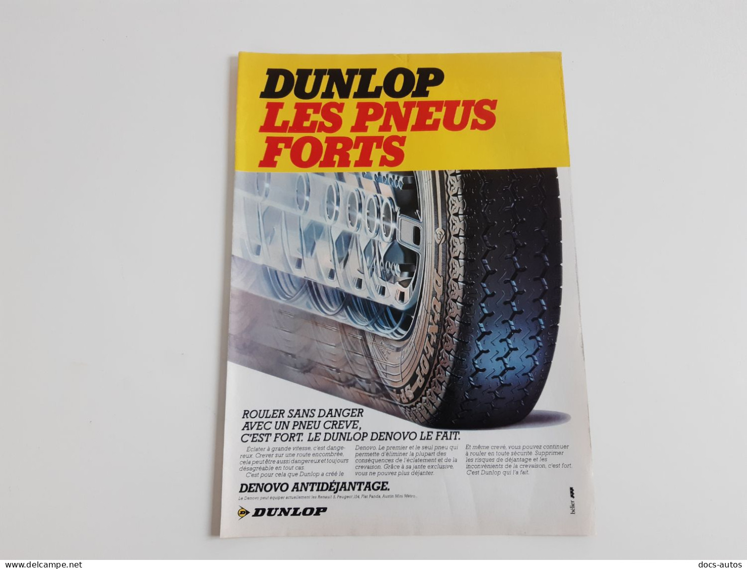 Publicité De Presse Automobile Pneus Dunlop Denovo - Sonstige & Ohne Zuordnung