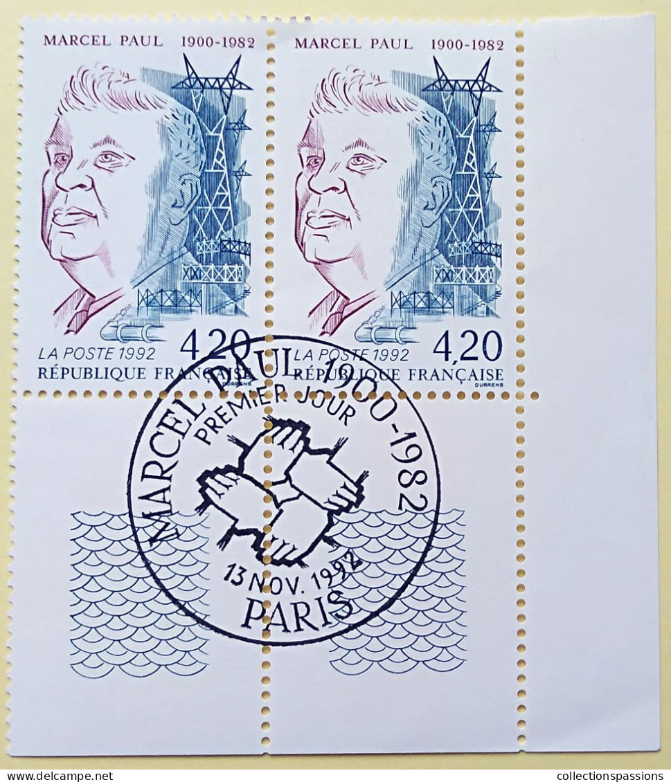 - N° 2777. Paire En Coin De Feuille. Marcel Paul. Oblitéré Premier Jour - - Used Stamps