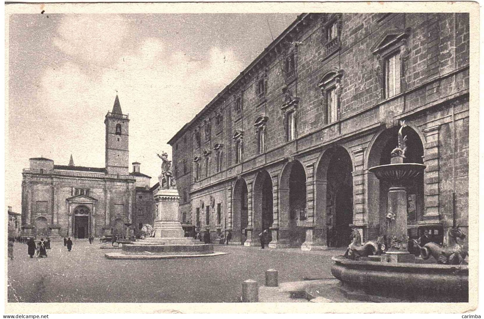 CARTOLINA ASCOLI PICENO ANNULLO TARGHETTA CITTA' APERTA ROMA - Storia Postale