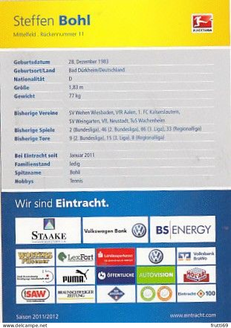 AK 215619 FOOTBALL / SOCCER / FUSSBALL - Eintracht Braunschweig - 2011 / 2012 - Steffen Bohl - Voetbal