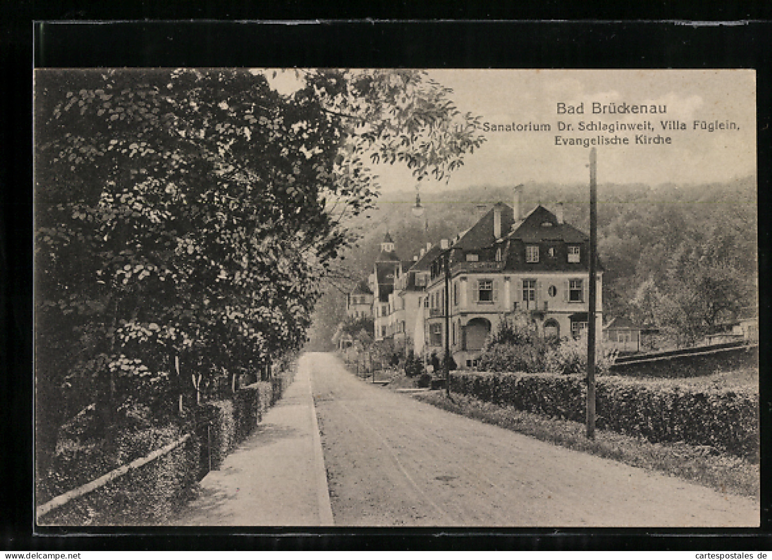 AK Bad Brückenau, Das Sanatorium Dr. Schlaginweit, Villa Füglein, Evangelische Kirche  - Other & Unclassified