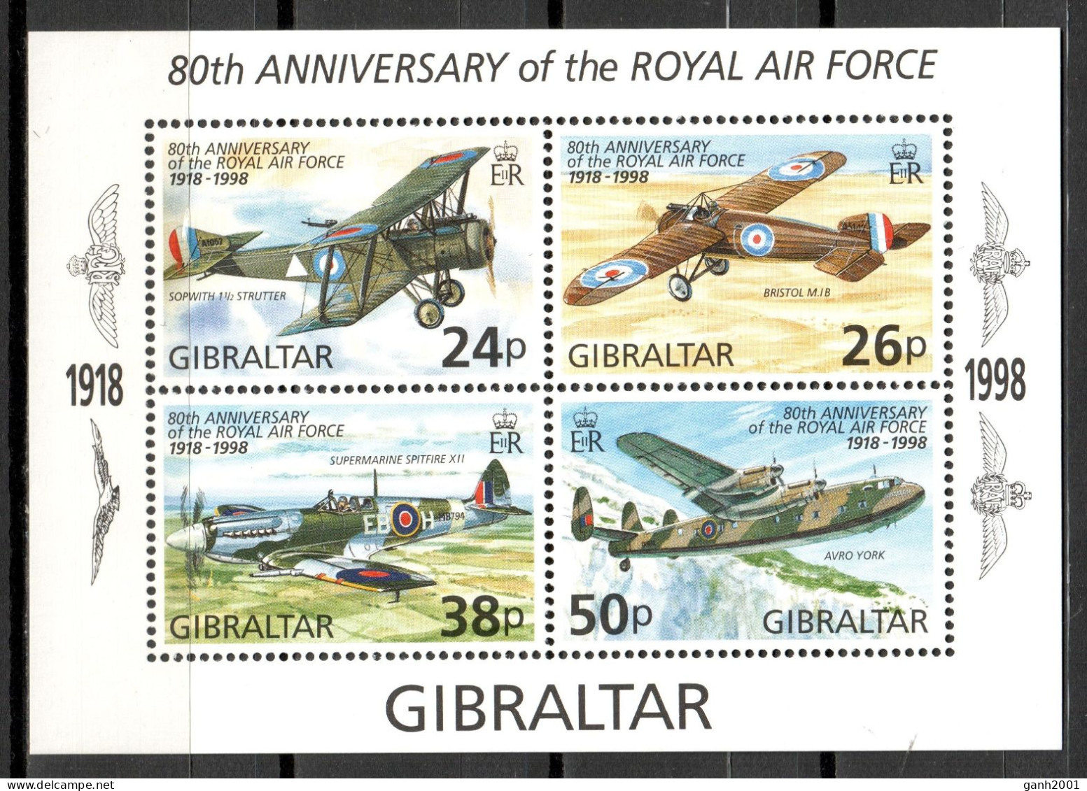 Gibraltar 1998 / Aviation Airplanes Royal Force MNH Aviación Aviones Luftfahrt / Hr83  10-25 - Aviones