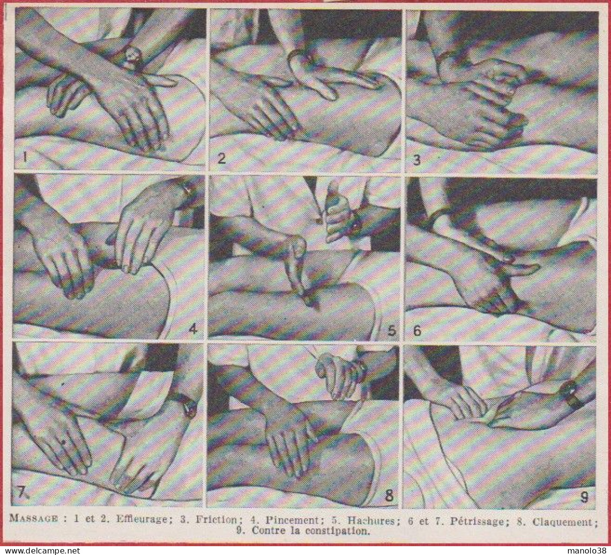 Massage. Geste De Massages. Larousse 1948. - Documents Historiques