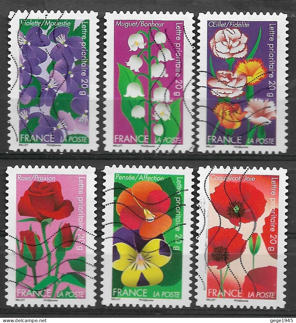 France 2012  Oblitéré Autoadhésif  N° 663 - 664 - 667 - 669 - 670 - 672    "  Dites Le Avec  Des Fleurs  " - Used Stamps