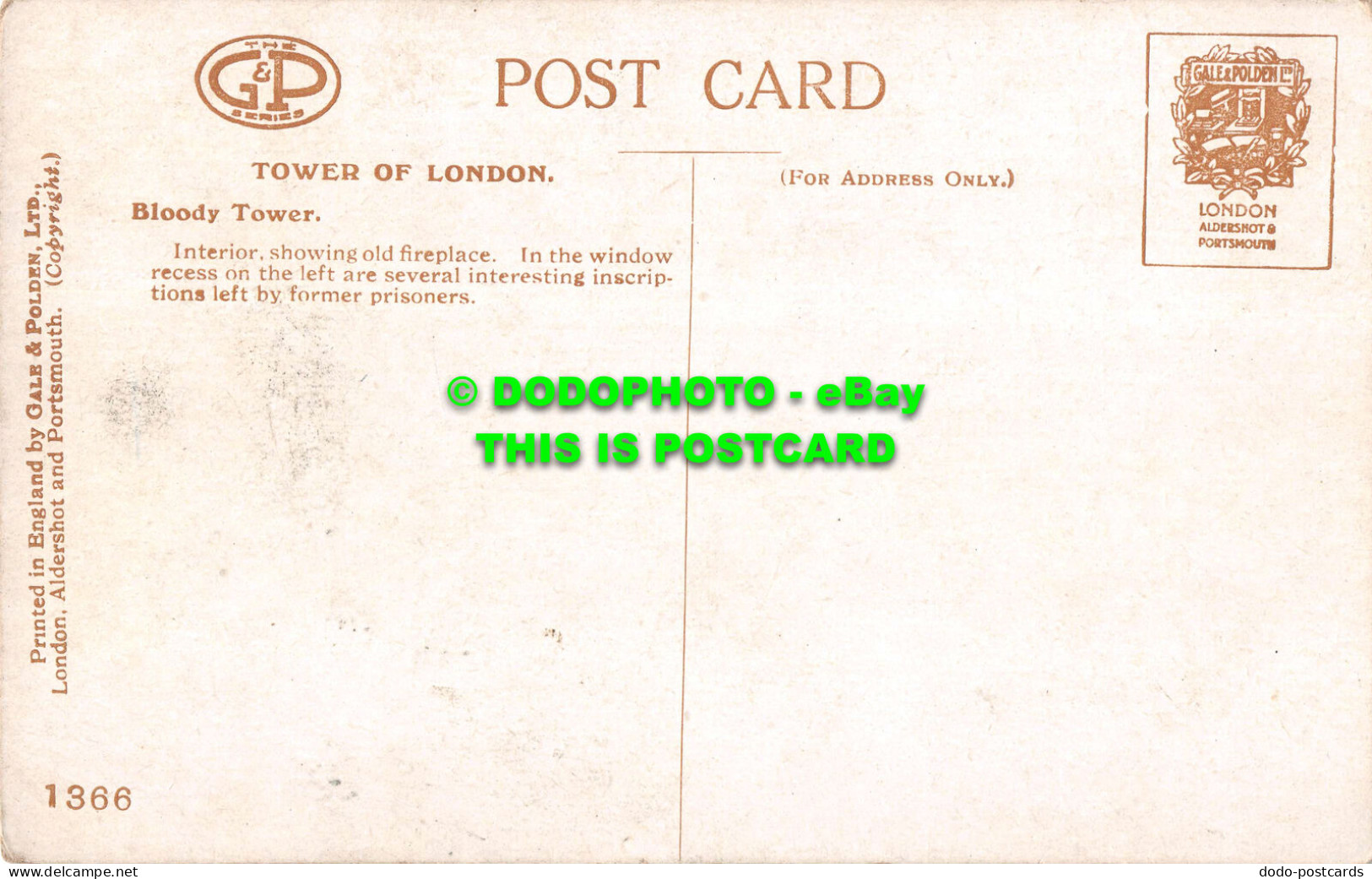 R536966 Tower Of London. Bloody Tower. Gale And Polden - Other & Unclassified