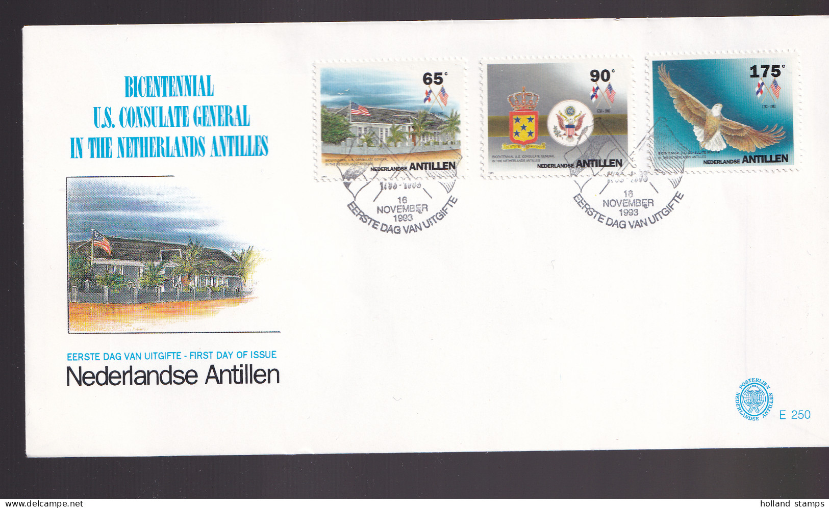 NEDERLANDSE ANTILLEN * FDC  E 250  ROOFVOGEL ADELAAR EAGLE BIRDS ONBESCHREVEN * OPEN KLEP - Niederländische Antillen, Curaçao, Aruba