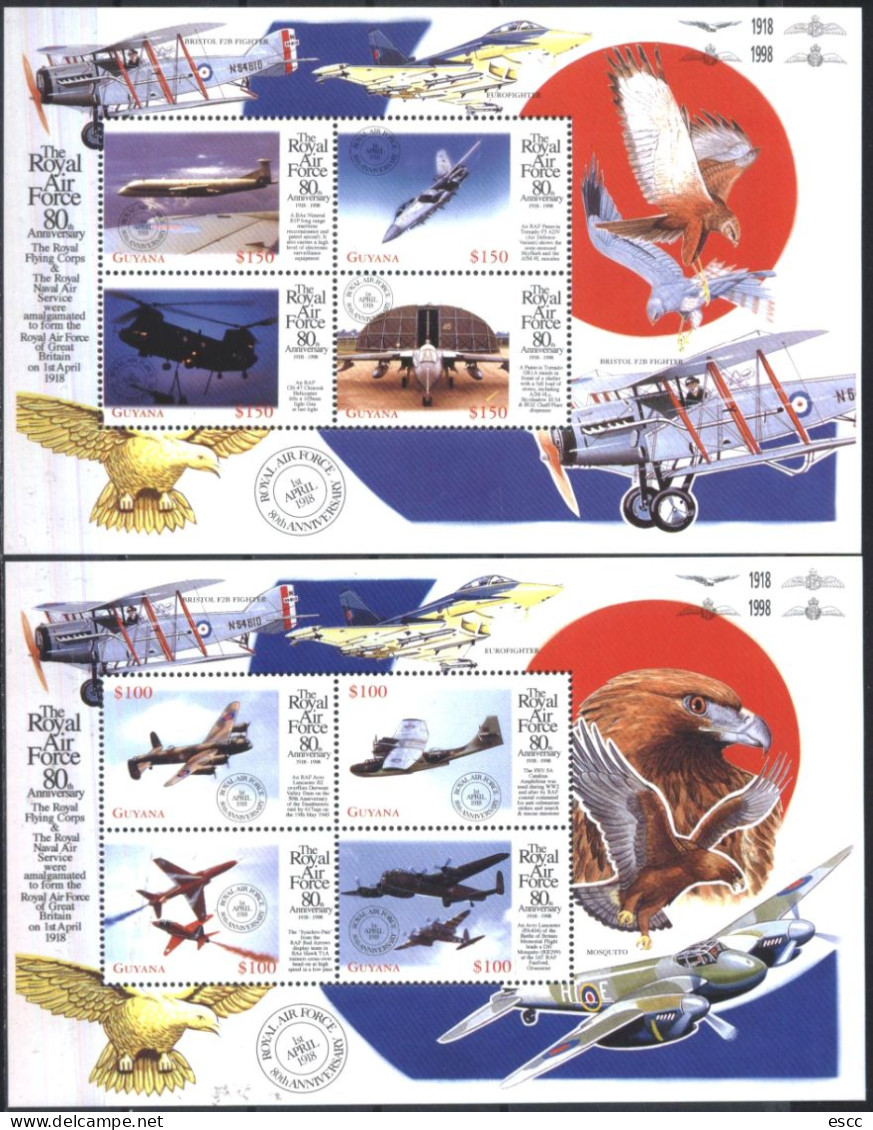 Mint S/S Transport Aviation Airplanes 1998  From Guyana - Aviones