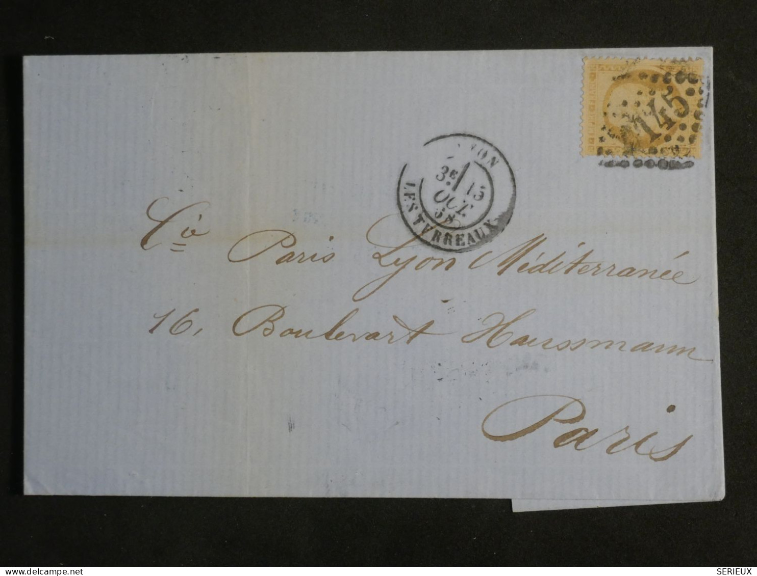 DN14 FRANCE  LETTRE  1868 LYON A PARIS  +   +AFF. INTERESSANT++ - 1849-1876: Klassik