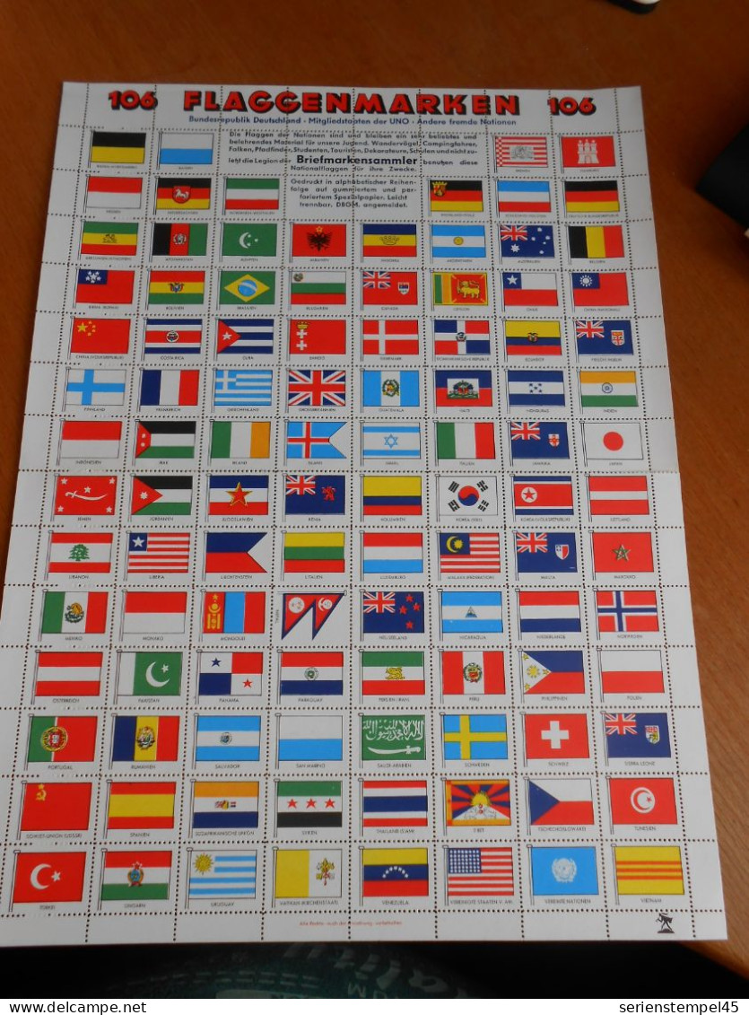Bogen Mit 106 Flaggenmarken BRD Und Mitgliedstatten Der UNO - Other & Unclassified