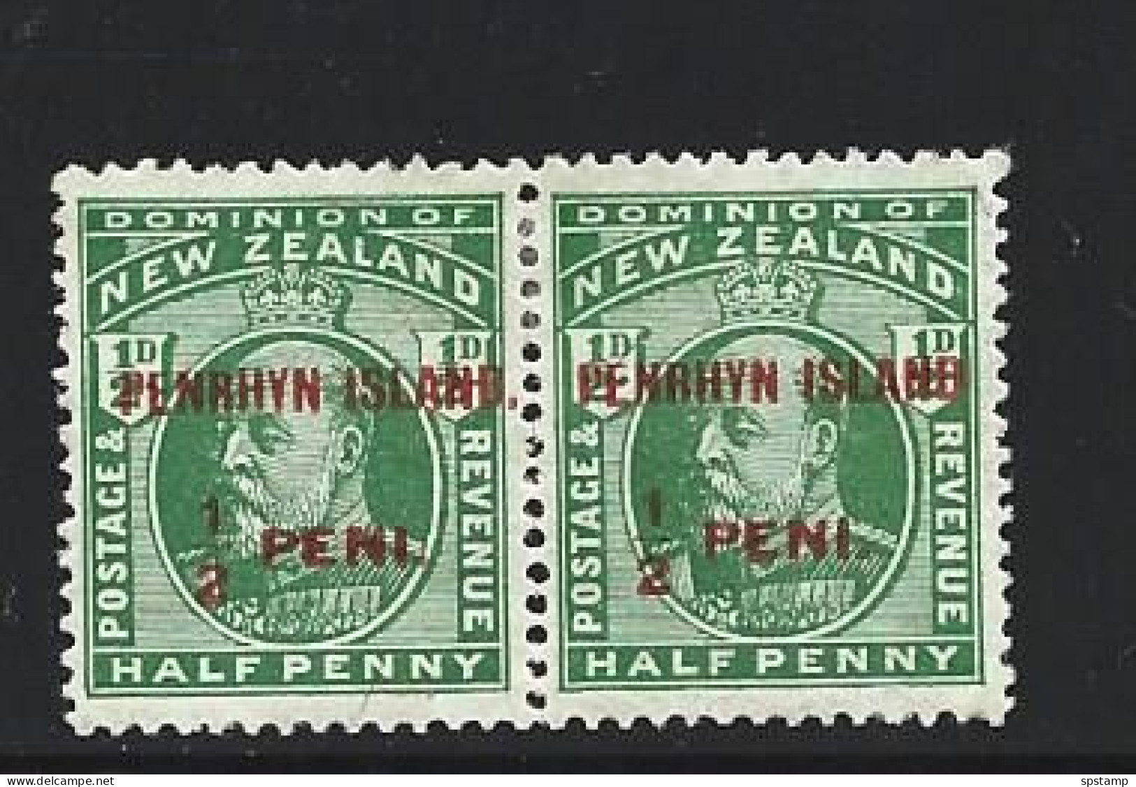 Penrhyn Island 1914 KEVII 1/2d Vermilion Overprint Pair MLH , One No Stop After Island Variety - Penrhyn