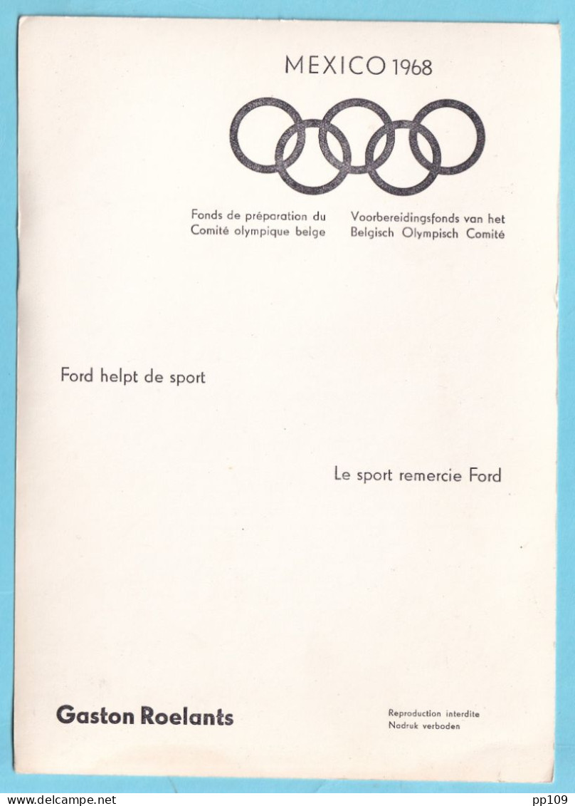 JEUX OLYMPIQUES MEXICO 1968 Belgique Gaston ROELANTS Athlétisme LE SOIR  -  18,5 Cm X 13 Cm - Sonstige & Ohne Zuordnung