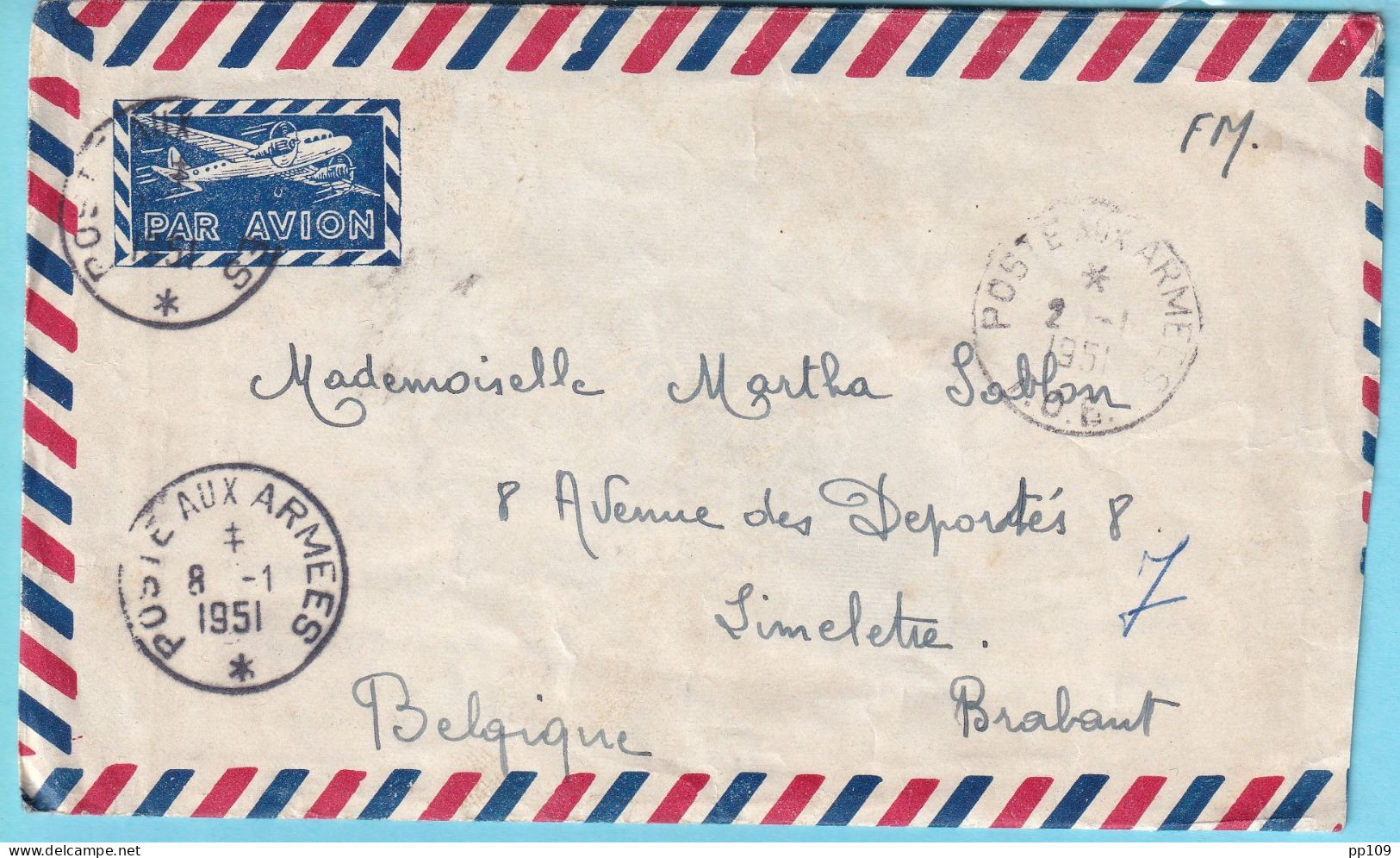 VIETNAM Lettre D'un Militaire à HANOI à Sa Marraine  POSTE AUX ARMEES 1951  T.O.E Par BCM PARIS  - Vietnam