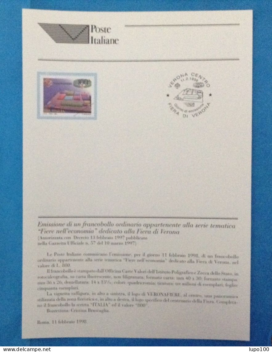 1998 Lotto 5 Bollettini Postali Serie Fiere Nell'economia Bollettino Fiera Verona Sardegna Padova Vicenza Riccione - 1991-00: Marcofilia