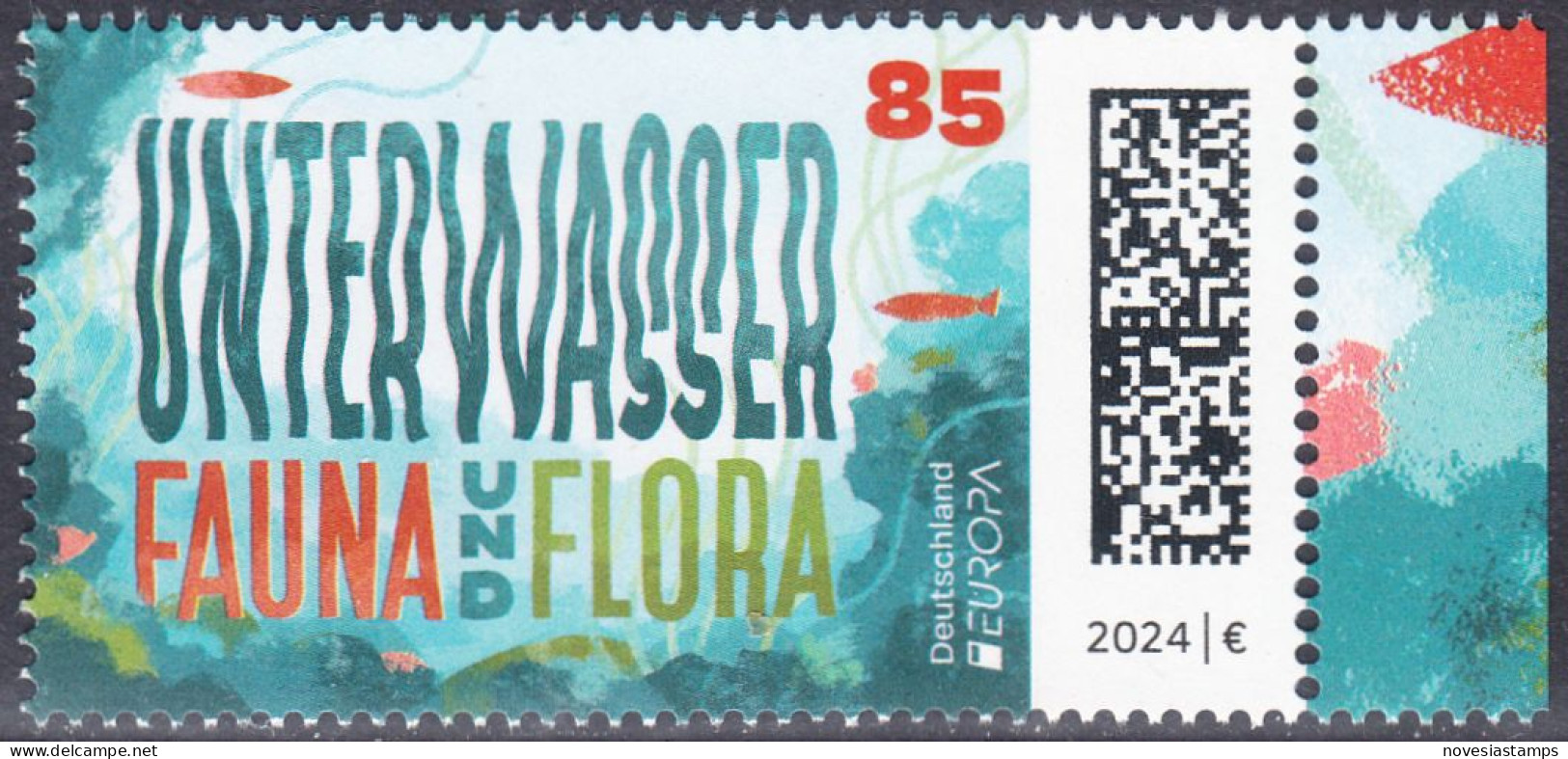!a! GERMANY 2024 Mi. 3828 MNH SINGLE W/ Right Margin (b) - Europe: Underwater Fauna & Flora - Neufs