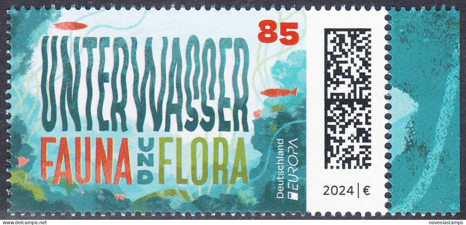 !a! GERMANY 2024 Mi. 3828 MNH SINGLE W/ Right Margin (c) - Europe: Underwater Fauna & Flora - Unused Stamps
