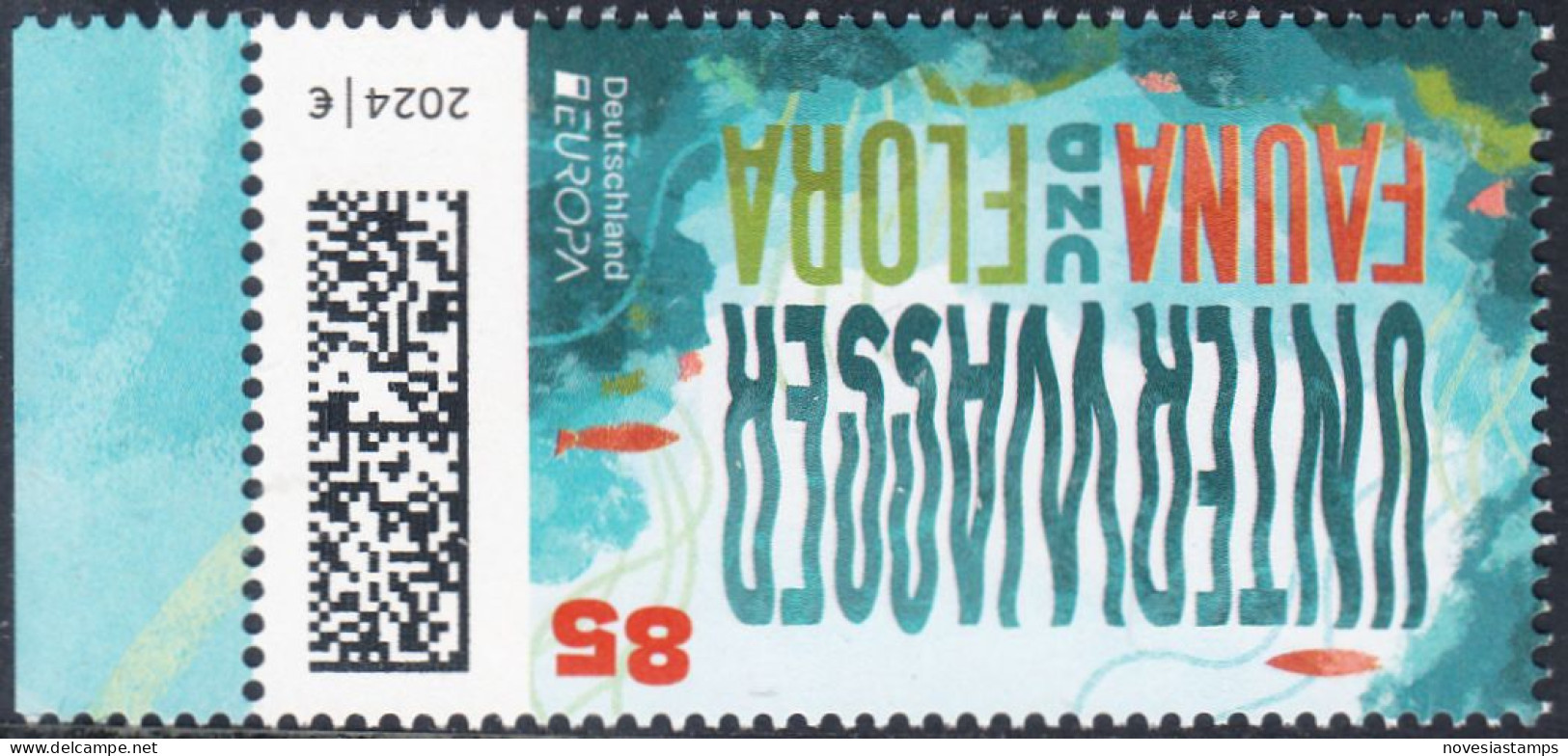 !a! GERMANY 2024 Mi. 3828 MNH SINGLE W/ Left Margin (a) - Europe: Underwater Fauna & Flora - Unused Stamps