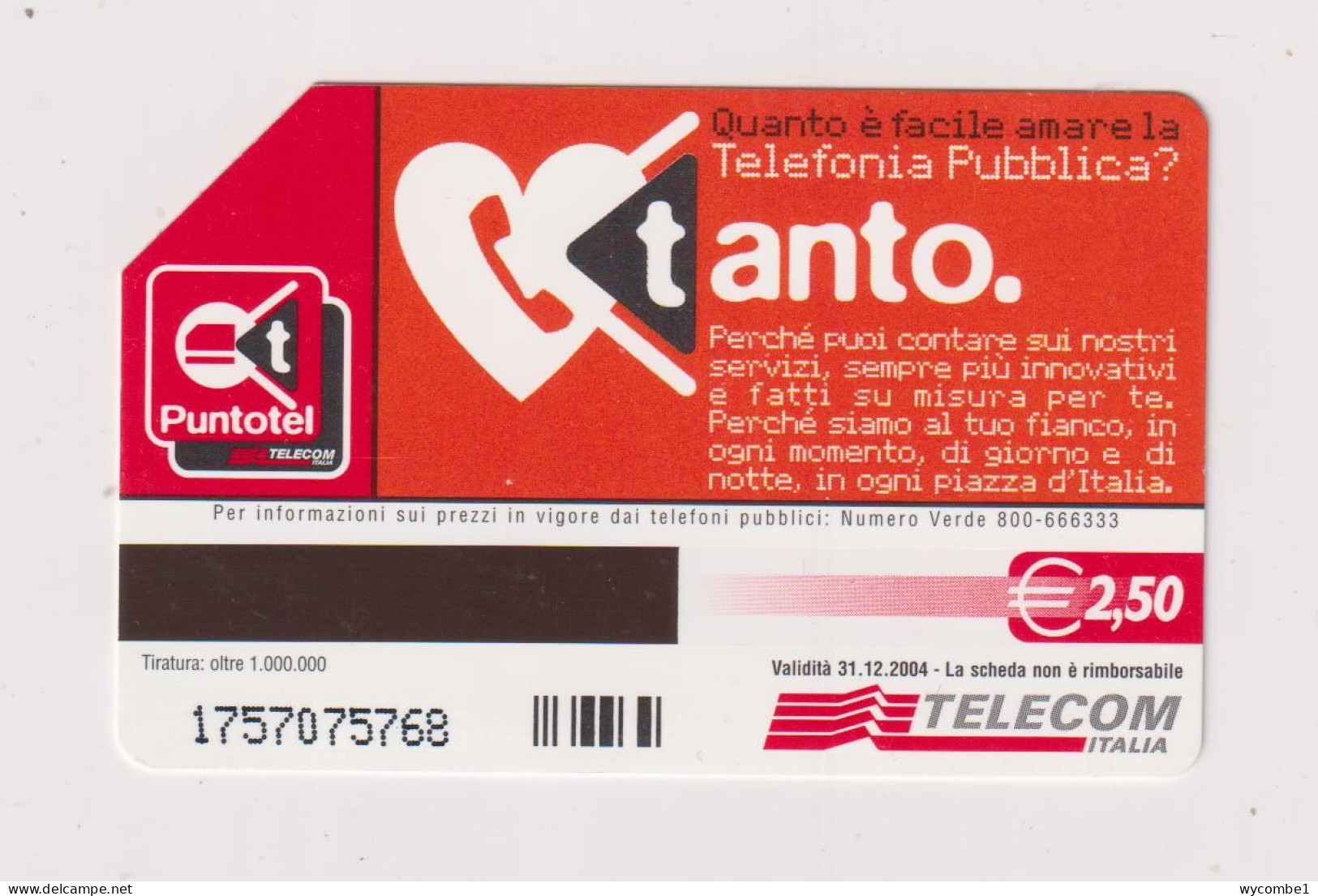 ITALY -  I Love Puntotel Urmet  Phonecard - Publiques Ordinaires