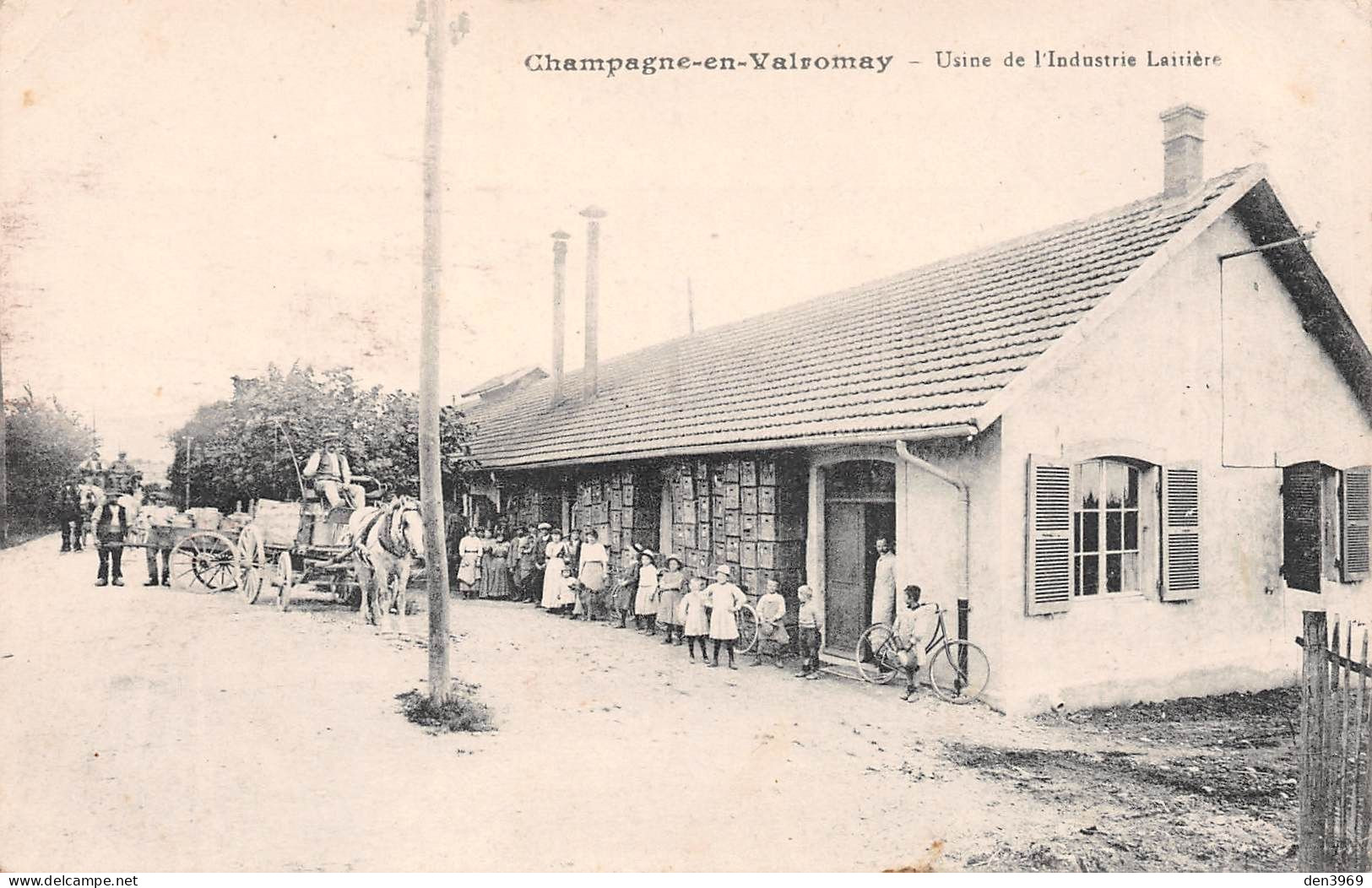 CHAMPAGNE-en-VALROMEY (Ain) - Valromay - Usine De L'Industrie Laitière - Attelage De Cheval - Ecrit 1917 (2 Scans) - Ohne Zuordnung