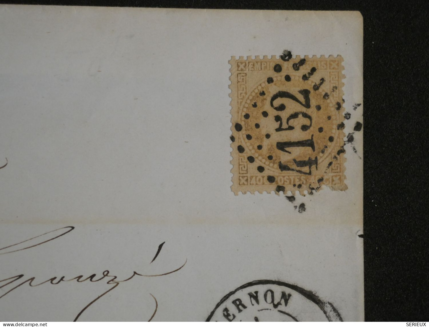 DN14 FRANCE  LETTRE DEVANT  1868 VERNON A  EVREUX   +AFF. INTERESSANT++ - 1849-1876: Klassik