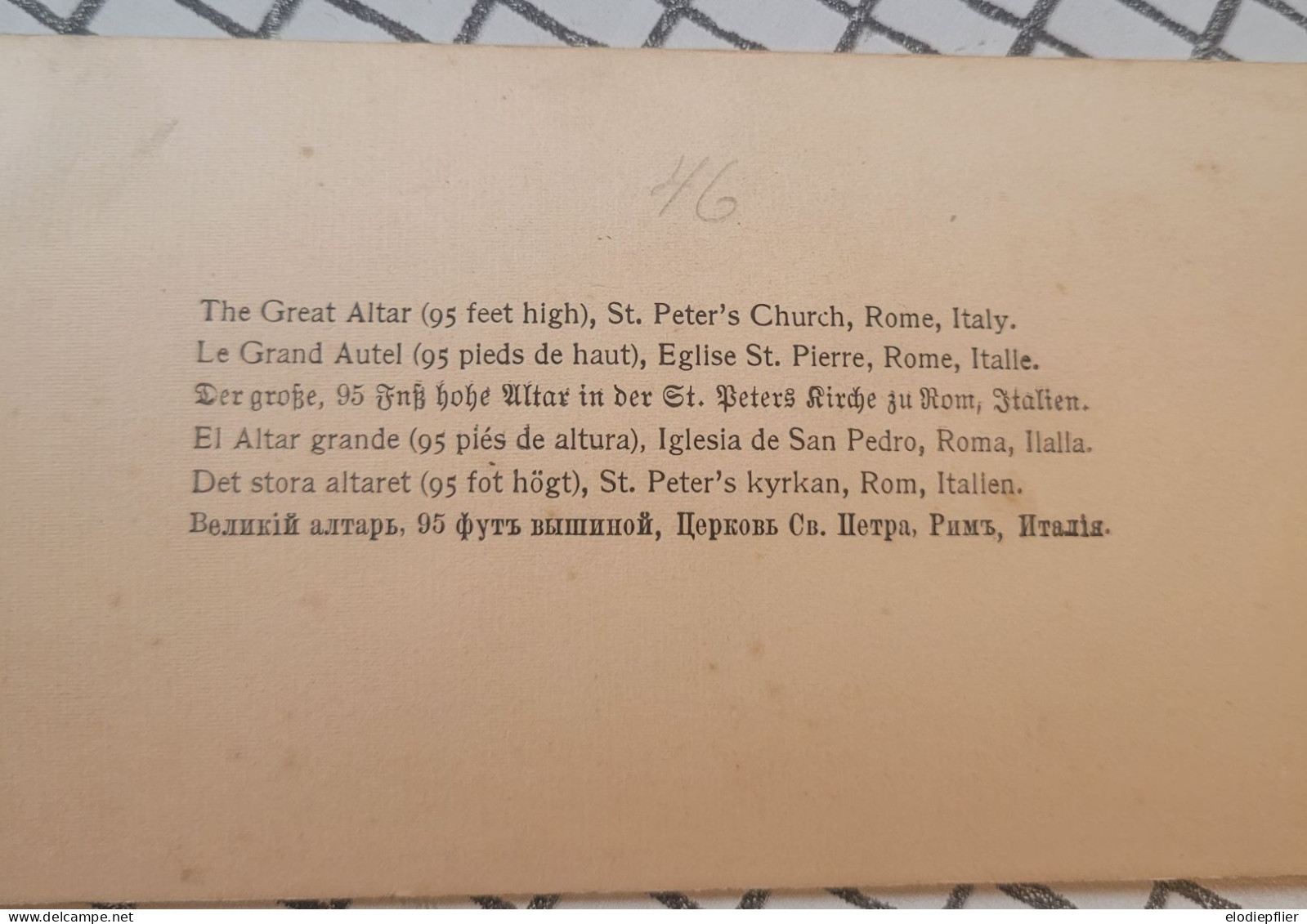 Le Grand Autel (95 Pieds De Haut), Eglise St. Pierre, Rome, Italie. Underwood Stéréo - Stereoscopes - Side-by-side Viewers