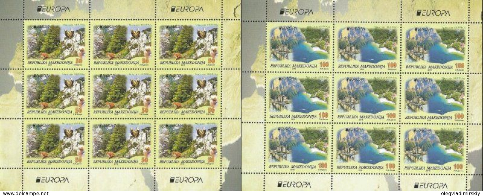 Macedonia 2016 Europa CEPT Think Green Landscapes Ecology Wild Animals Birds Mountains Set Of 2 Sheetlets MNH - 2016