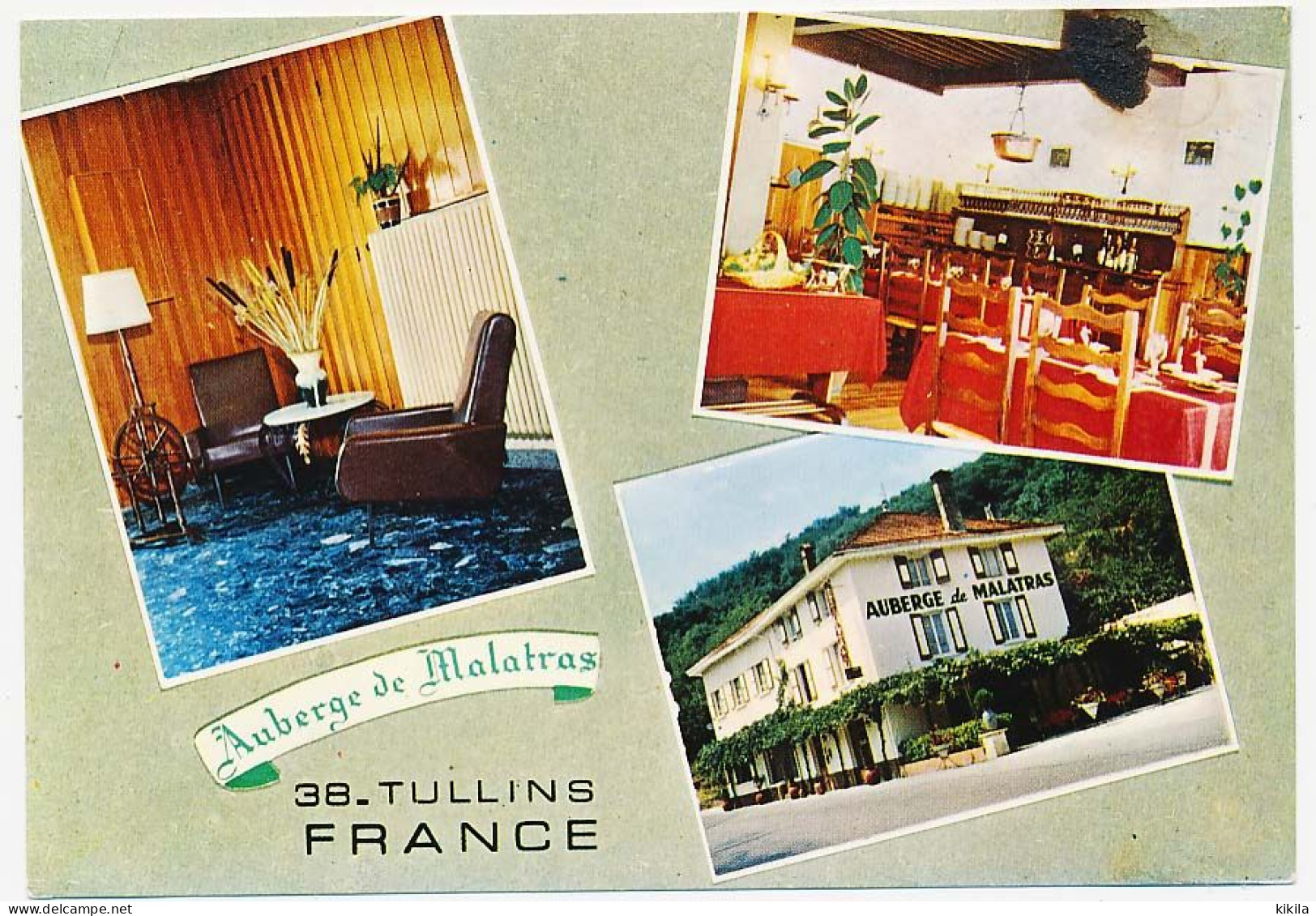 CPSM 10.5 X 15 Isère TULLINS Auberge De MALATRAS Hôtel - Restaurant Tél. 213 Sur R.N 92 Genève - Méditerranée - Tullins