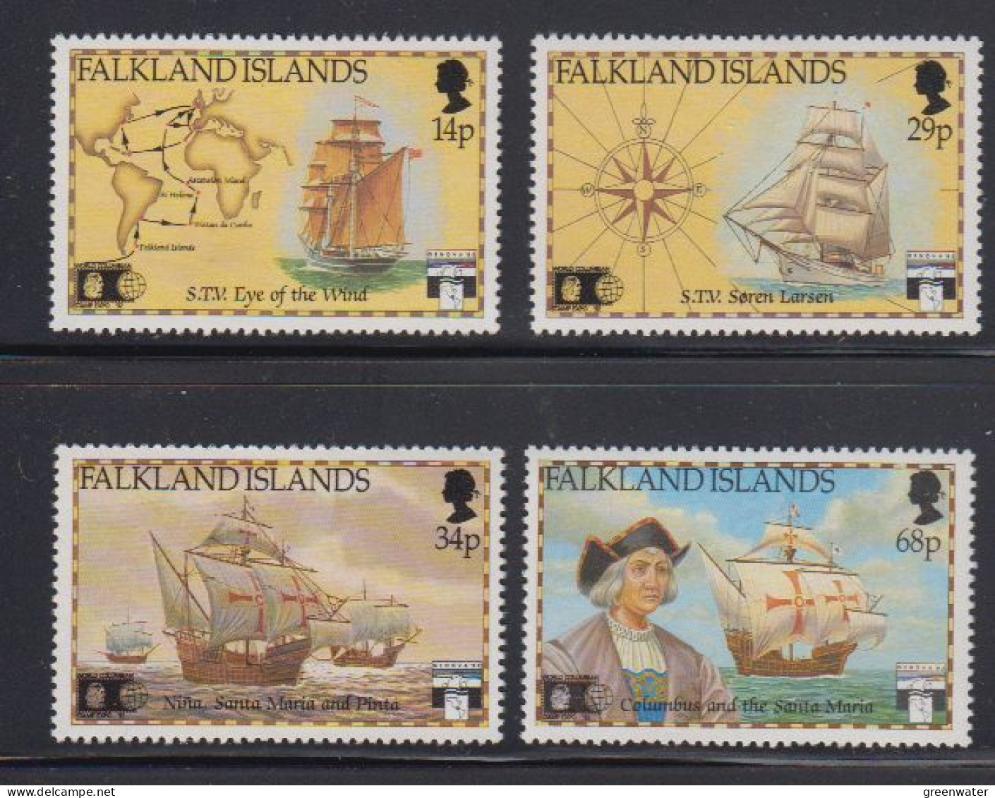 Falkland Islands 1991 Discovery Of America 4v ** Mnh (59687A) - Islas Malvinas