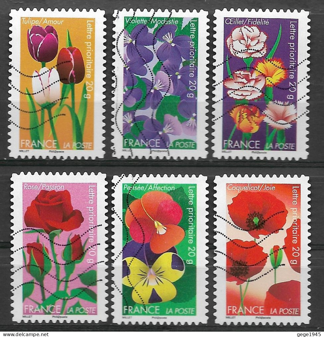 France 2012  Oblitéré Autoadhésif  N° 662 - 663 - 667 - 669 - 670 - 672    "  Dites  Le Avec  Des Fleurs  " - Used Stamps