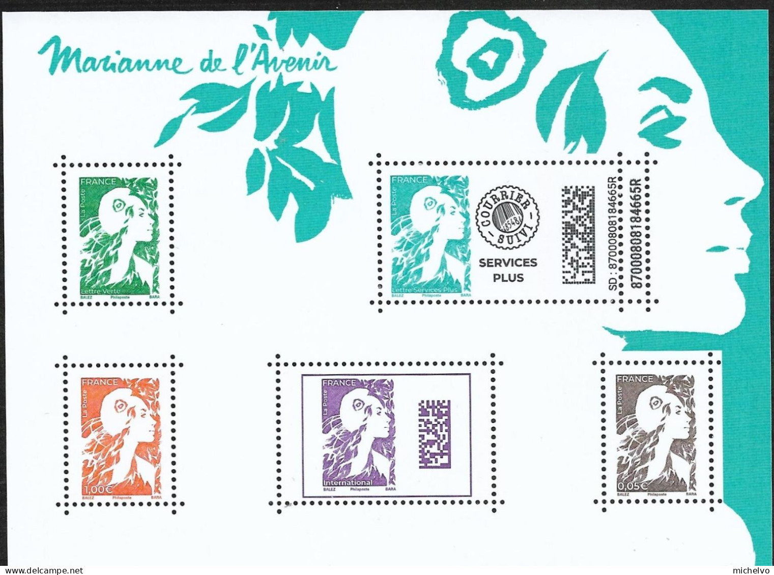 France 2023 -  Yv N° 156 ** - Bloc De 5 Timbres Marianne De L'avenir - Ongebruikt