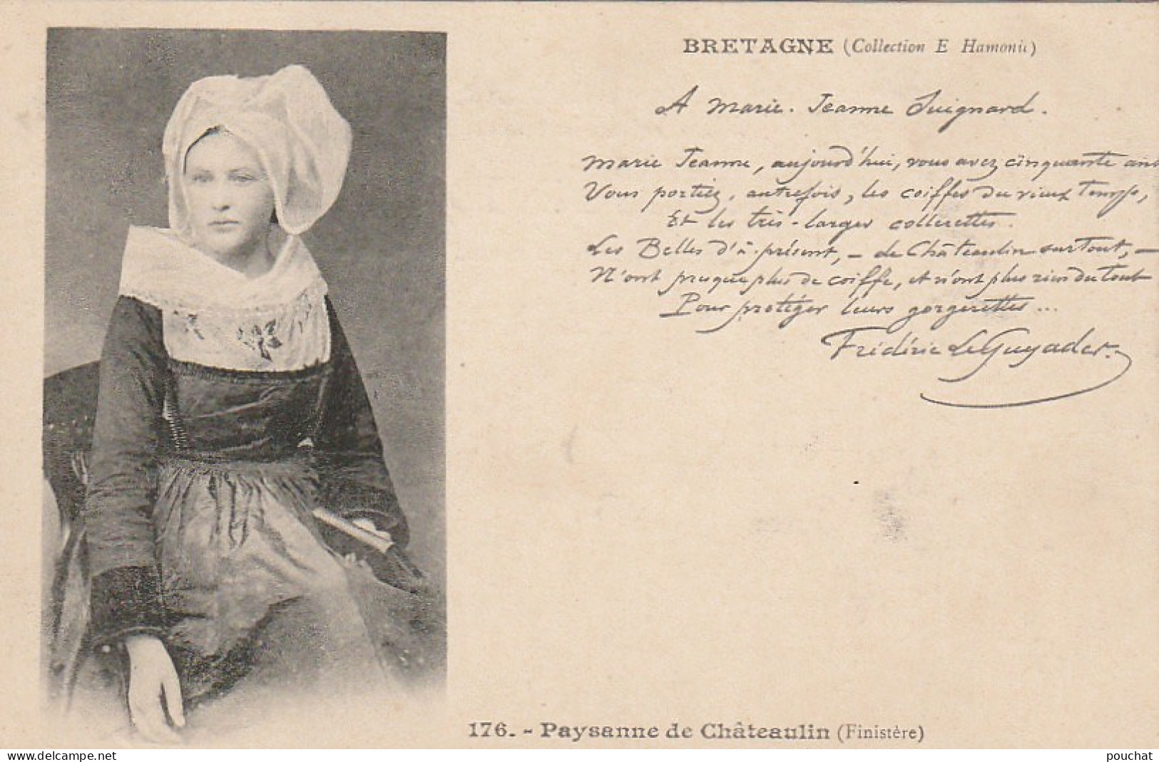 BE12 -(29)  PAYSANNE DE CHATEAULIN ( FINISTERE )  - TEXTE FREDERIC LE GUYADER   - 2 SCANS - Personaggi