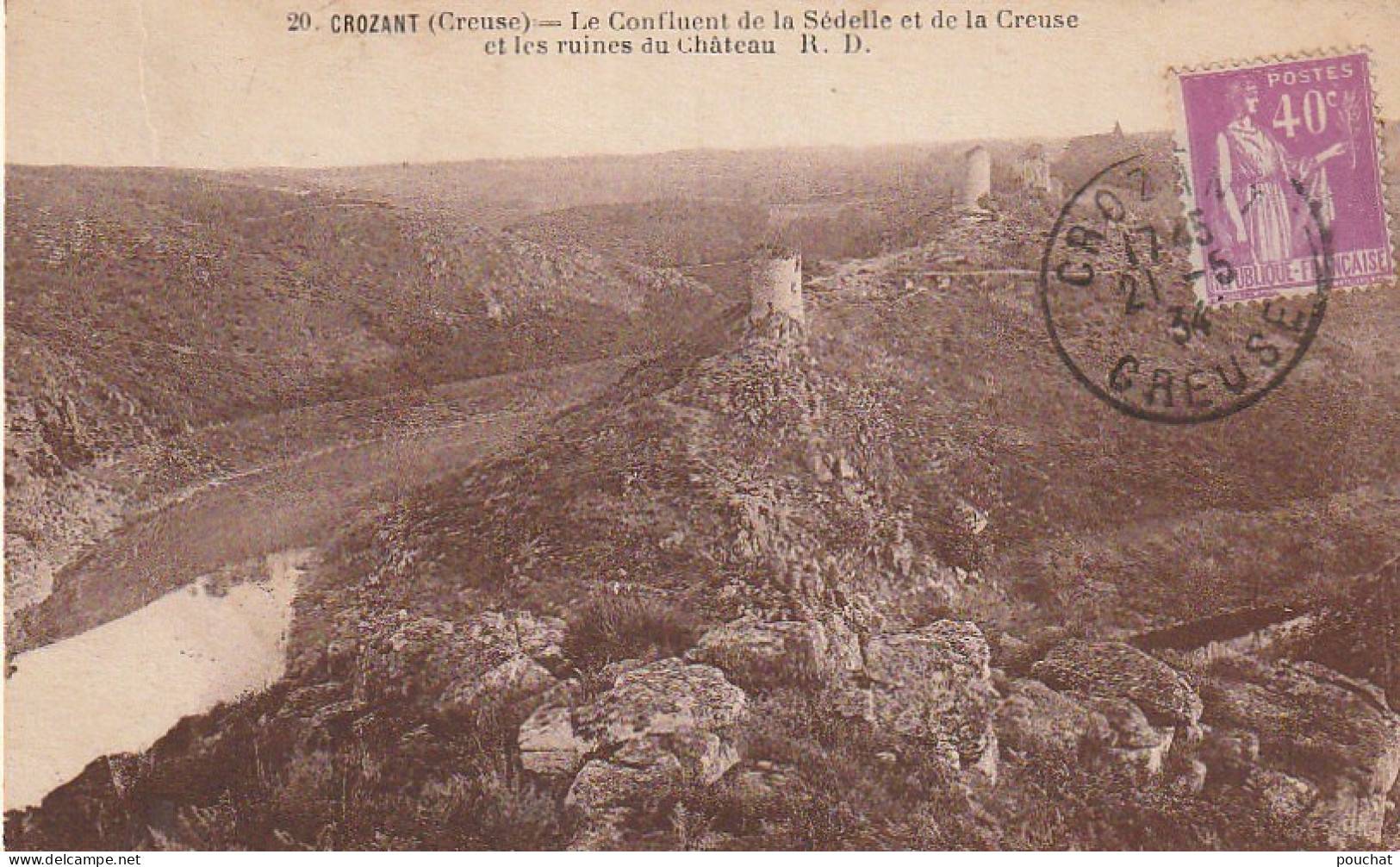 BE13 -(23) CROZANT - LE CONFLUENT DE LA SEDELLE ET DE LA CREUSE ET LES RUINES DU CHATEAU  -  2 SCANS - Crozant