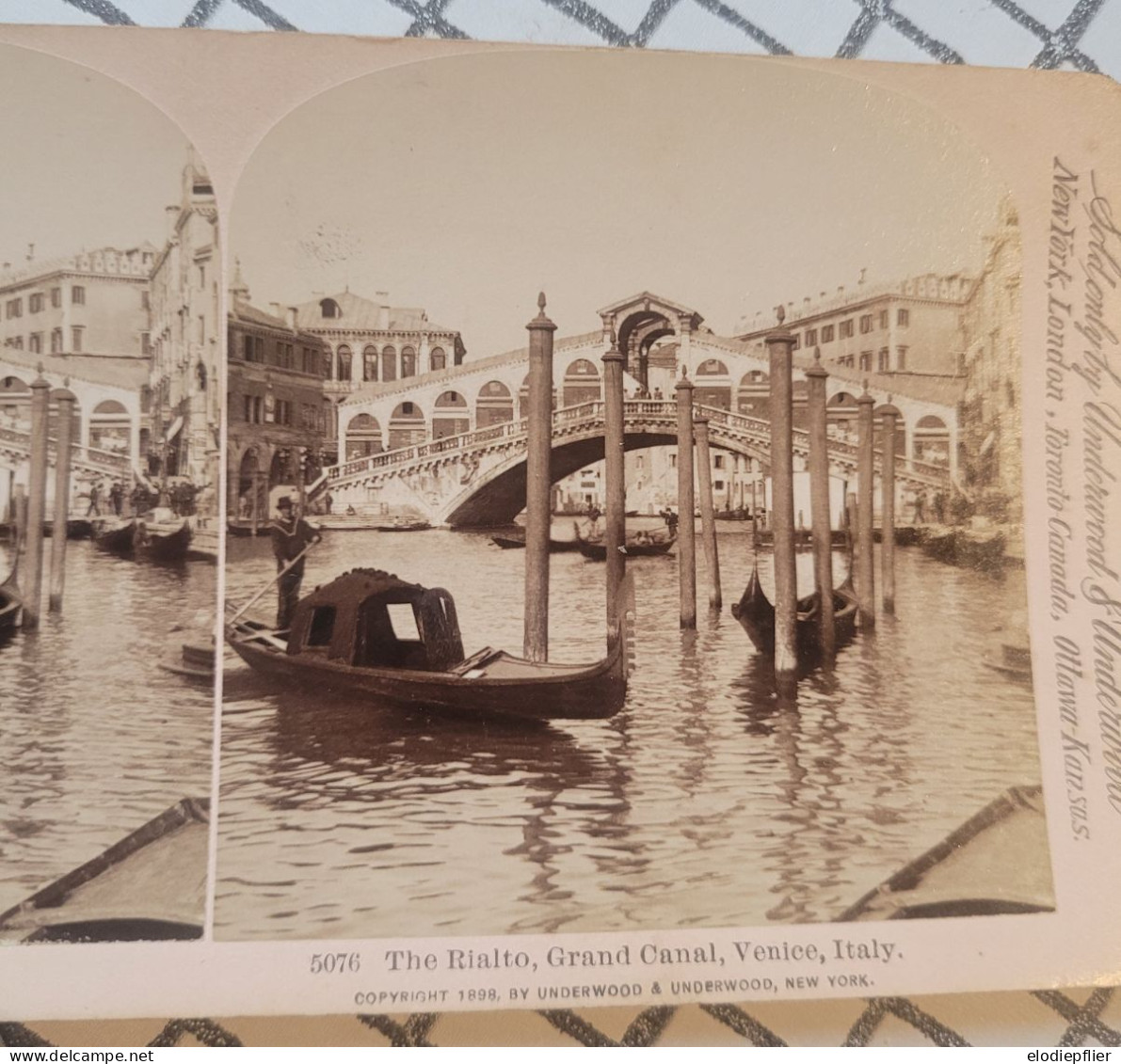 Le Rialto, Grand Canal, Venise, Italie.Underwood Stéréo - Stereoscopes - Side-by-side Viewers