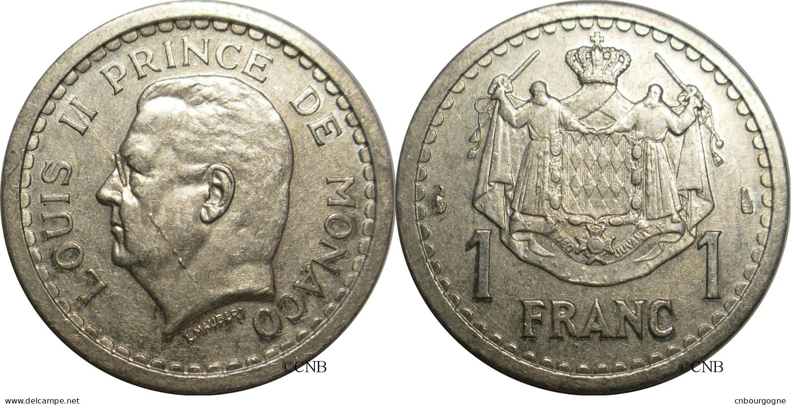 Monaco - Principauté - Louis II - 1 Franc ND (1943) - TTB+/AU50 - Mon6726 - 1922-1949 Luigi II