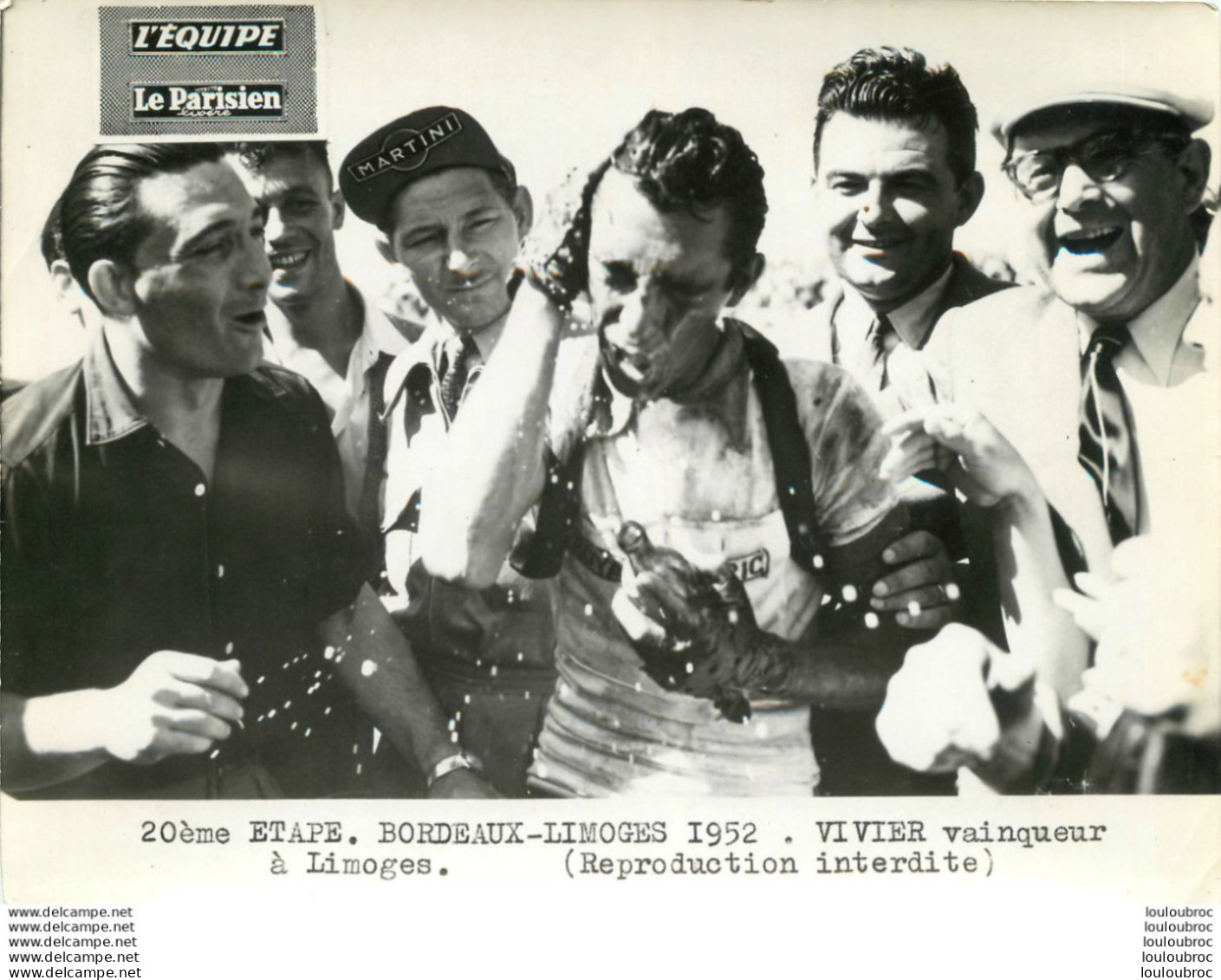 TOUR DE FRANCE 1952 VIVIER VAINQUEUR A LIMOGES 20èm ETAPE PHOTO PRESSE ORIGINALE ARGENTIQUE  20X15CM EQUIPE  LE PARISIEN - Sports