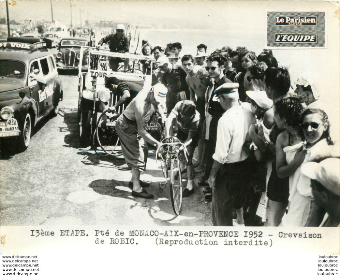 TOUR DE FRANCE 1952 CREVAISON DE ROBIC 13ème ETAPE PHOTO DE PRESSE ORIGINALE ARGENTIQUE  20X15CM EQUIPE  LE PARISIEN - Sport