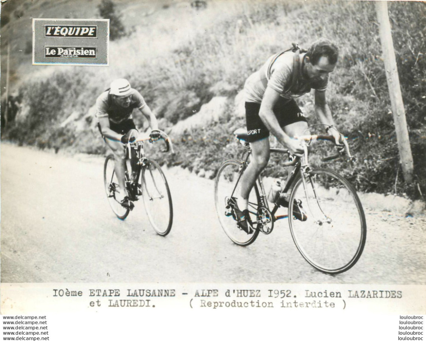 TOUR DE FRANCE 1952 LAZARIDES - LAUREDI  10ème ETAPE PHOTO DE PRESSE ORIGINALE ARGENTIQUE  20X15CM EQUIPE  LE PARISIEN - Sport