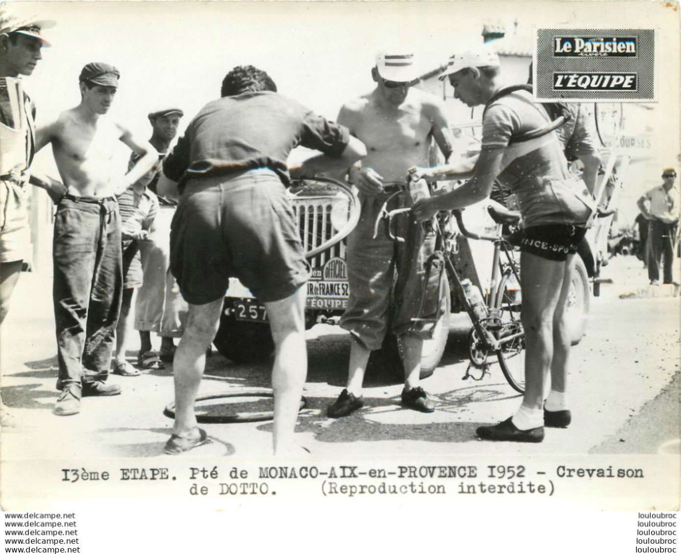 TOUR DE FRANCE 1952 CREVAISON DE DOTTO  13ème ETAPE PHOTO DE PRESSE ORIGINALE ARGENTIQUE  20X15CM EQUIPE  LE PARISIEN - Sporten