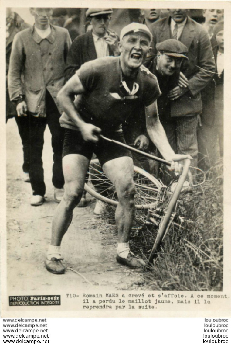 TOUR DE FRANCE 1935  ROMAIN MAES A CREVE PHOTO PARIS SOIR 20 X 15 CM - Sports