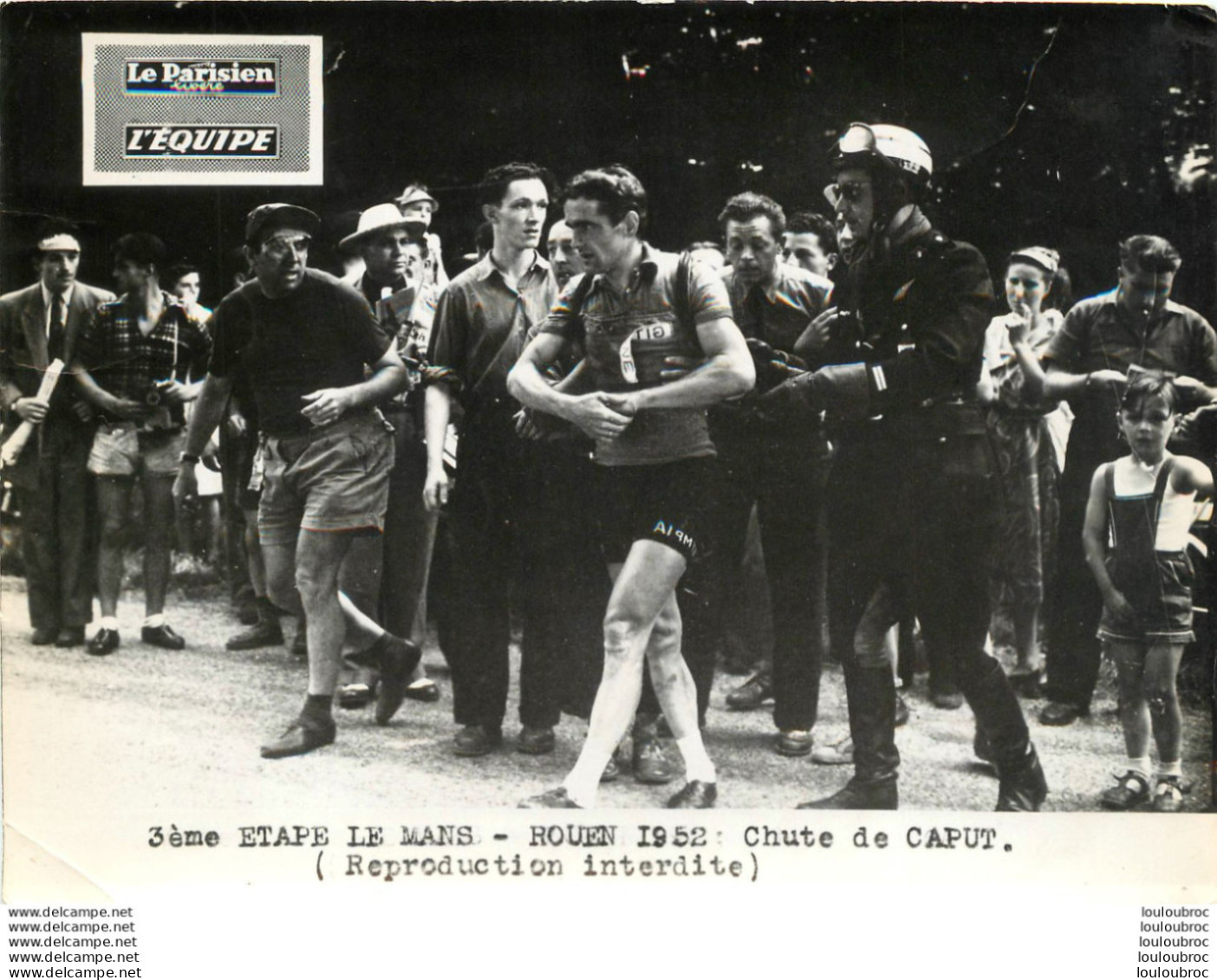 TOUR DE FRANCE 1952 CHUTE DE CHAPUT 3ème ETAPE PHOTO DE PRESSE ORIGINALE ARGENTIQUE   20 X 15 CM L'EQUIPE  LE PARISIEN - Sports