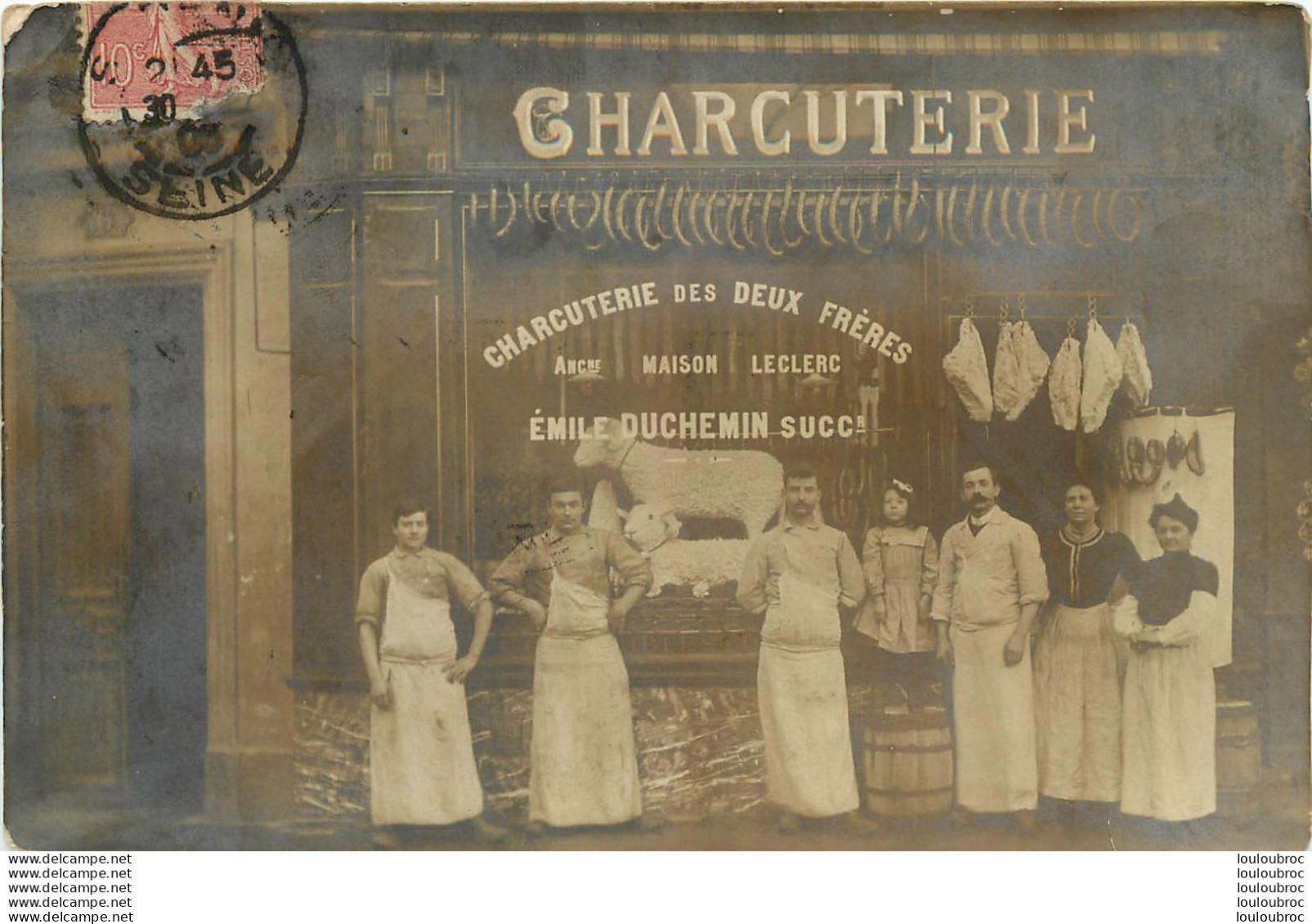 RARE SAINT DENIS CARTE PHOTO CHARCUTERIE EMILE DUCHEMIN CHARCUTERIE DES DEUX FRERES 6 RUE DE LA BOULANGERIE - Saint Denis