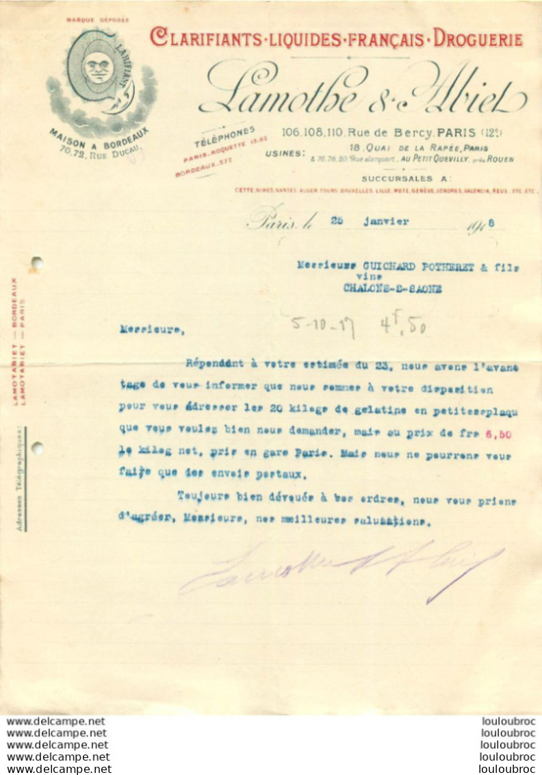 LAMOTHE ET ABIEL PARIS CLARIFIANTS LIQUIDES 1918 - 1900 – 1949