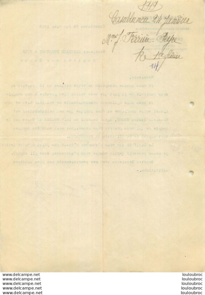 CASABLANCA J.  FERRIERE PEYRE IMPORTATION EXPORTATION 1919 - Sonstige & Ohne Zuordnung