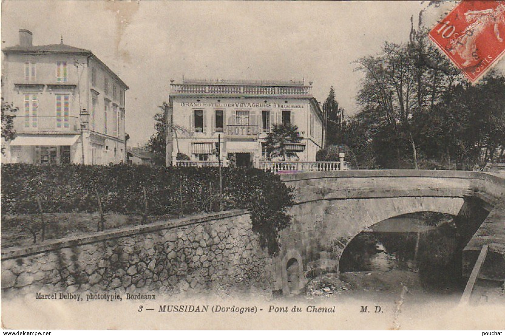 BE14 -(24) MUSSIDAN - PONT DU CHENAL -  GRAND HOTEL DES VOYAGEURS  -   2 SCANS - Mussidan