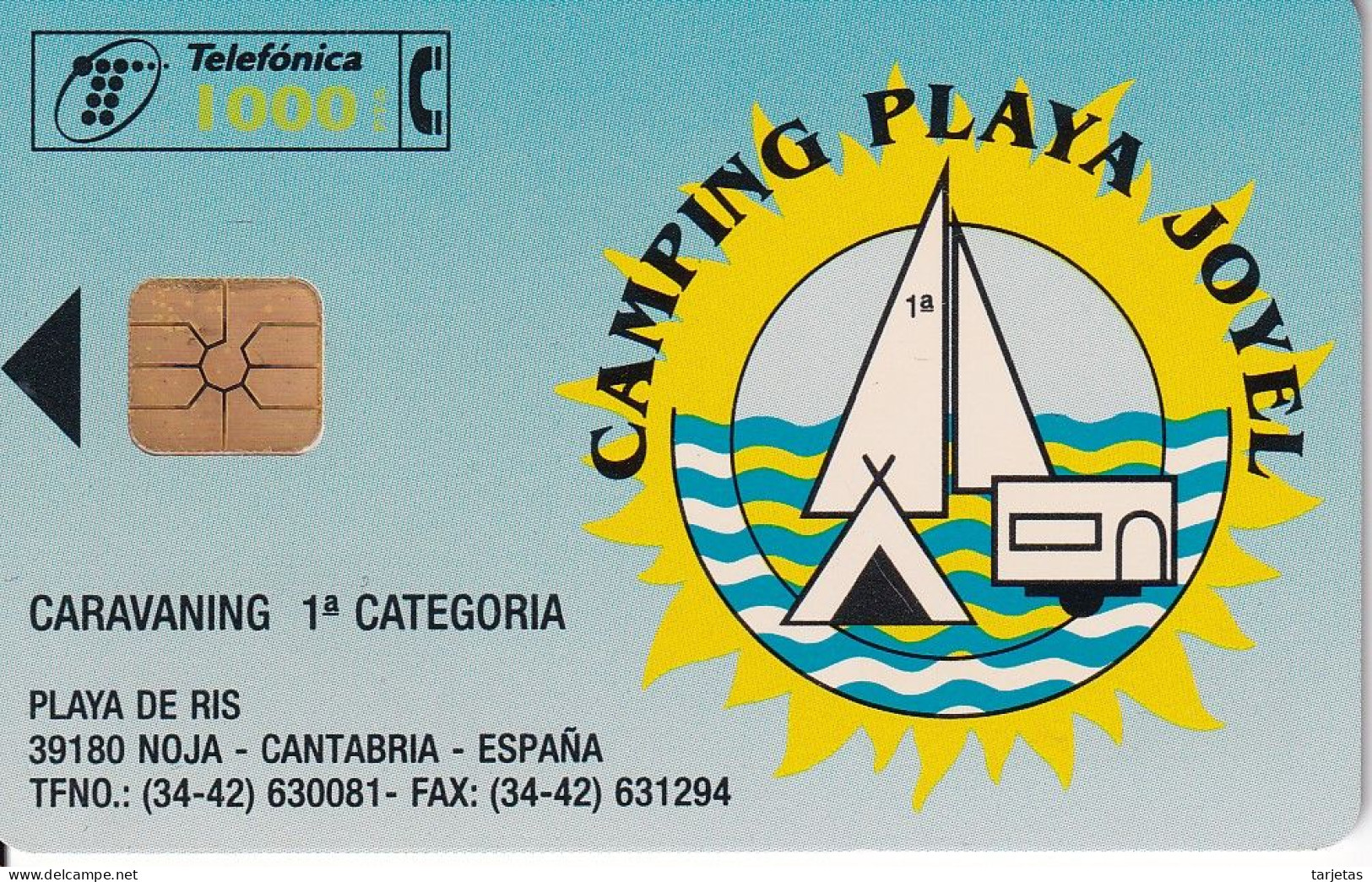 CP-083 TARJETA DE CAMPING PLAYA JOYEL DE FECHA 08/96 Y TIRADA 3000 - Herdenkingsreclame