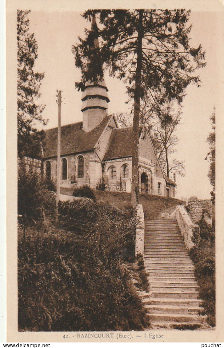 BE21 -(27) BAZINCOURT - L ' EGLISE  - EDIT. BOURRIEZ , GISORS - 2 SCANS - Andere & Zonder Classificatie