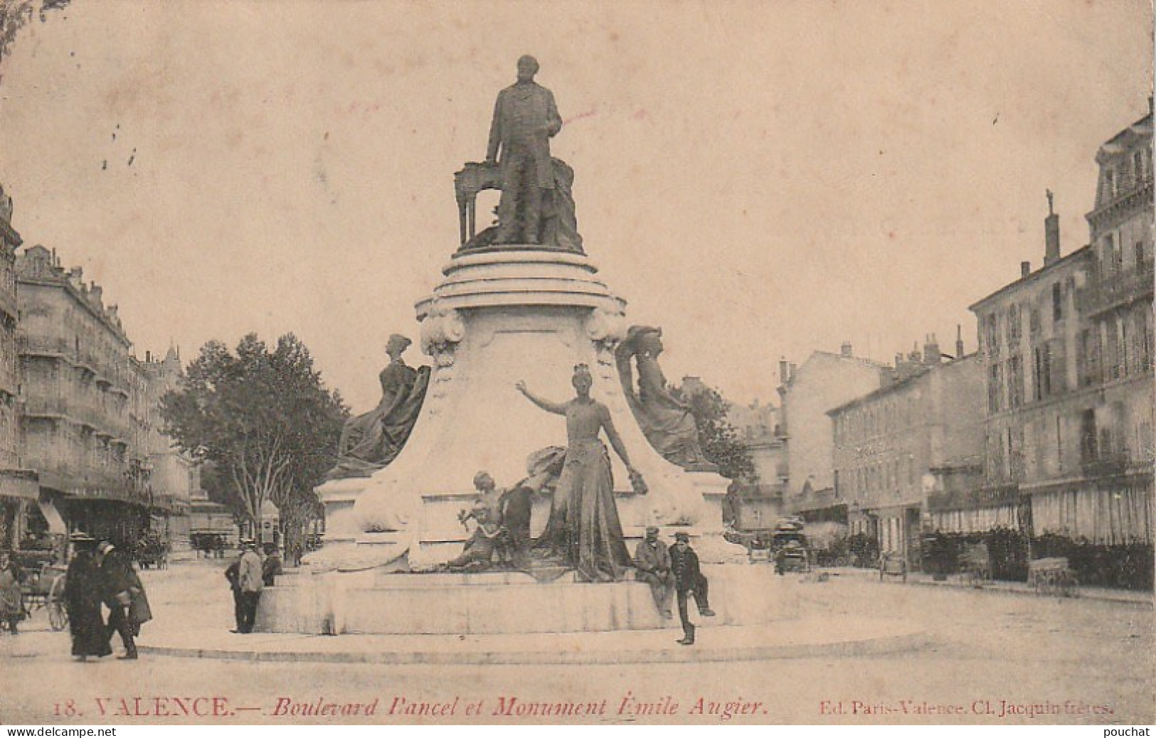 BE20 -(26) VALENCE - BOULEVARD BANCEL ET MONUMENT EMILE AUGIER  - ANIMATION  - 2 SCANS - Valence