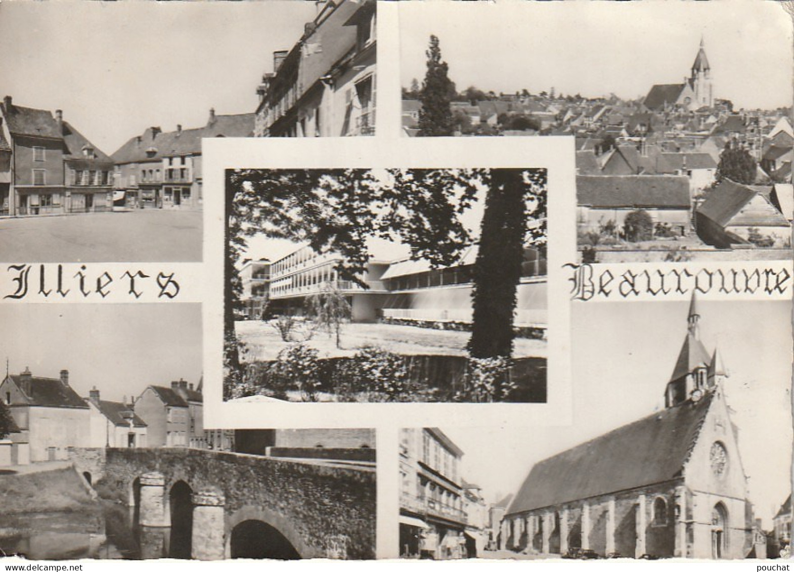 BE23 -(28) ILLIERS  BEAUROUVRE - CARTE MULTIVUES : CENTRE MEDICAL , EGLISE  , PONT SAINT HILAIRE   - 2 SCANS - Andere & Zonder Classificatie